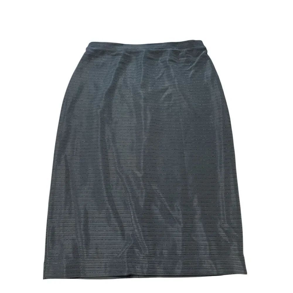 Dennis Basso Women’s Pencil Skirt Size 4 Black Metallic Stretch Knit